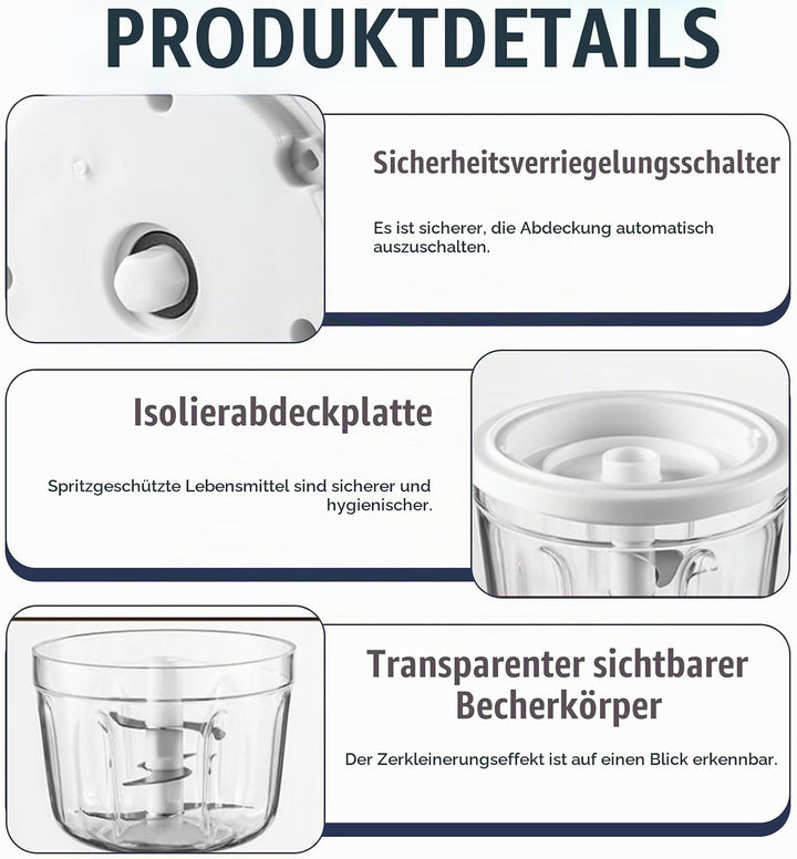 Zwiebelschneider Elektrisch, 400ml Zwiebel Zerkleinerer Elektrisch Multizerkleinerer Küche Aufladbar