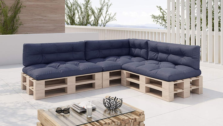sunnypillow Palettenkissen für Palettenmöbel - 7er Set - Palettenauflage 120 x 80 für Palettensofa -