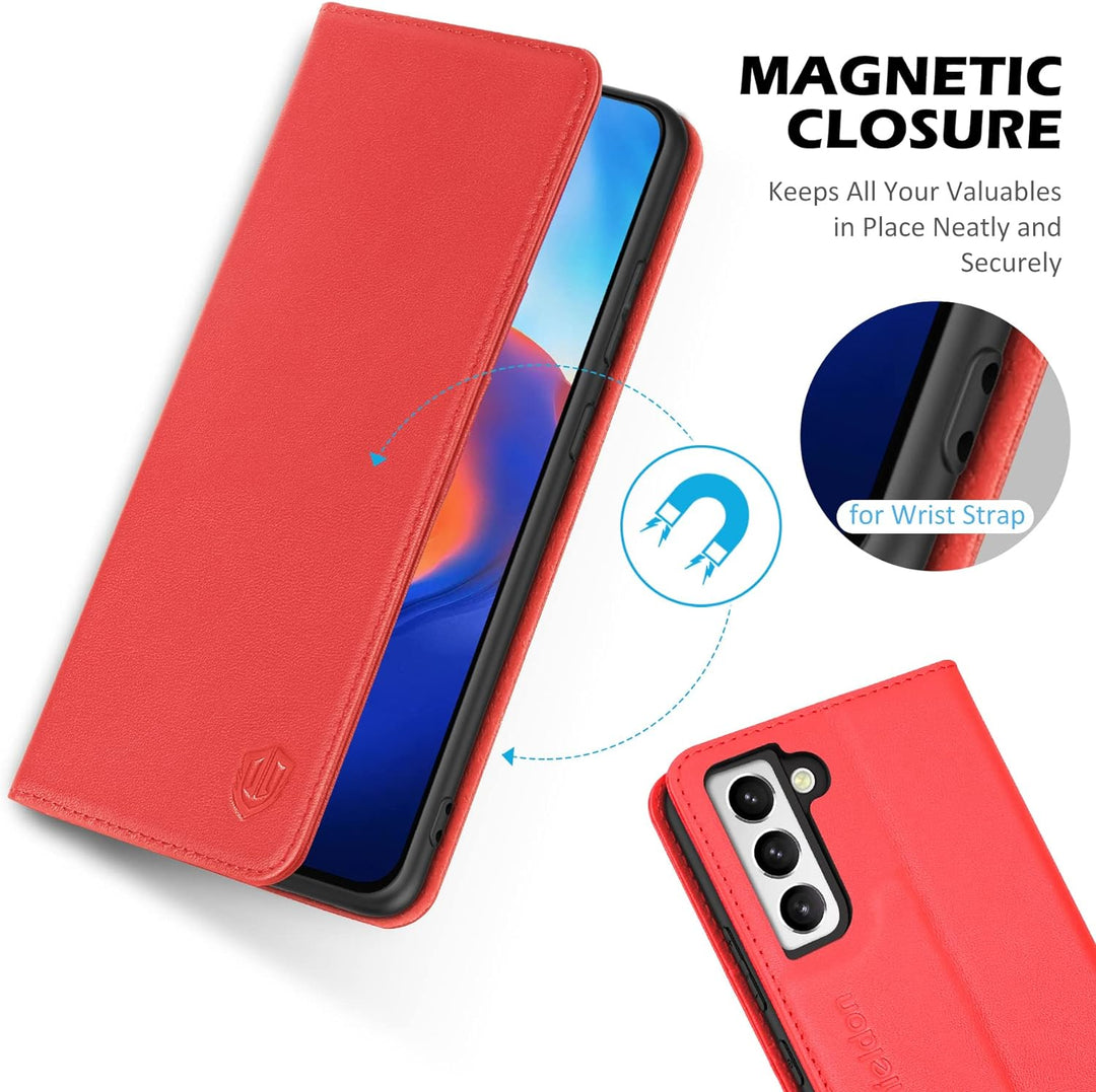 SHIELDON Galaxy S22+ Plus 5G Hülle Stossfeste Handyhülle [Erstklassig Echtleder] [Kartenfach] [Lifet