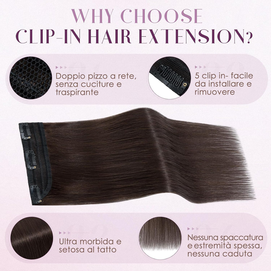 UK-Fashion-Shop Extensions Echthaar Clip In Remy Echthaar Haarverlängerungen Glatt 1 Tressen 5 Clips