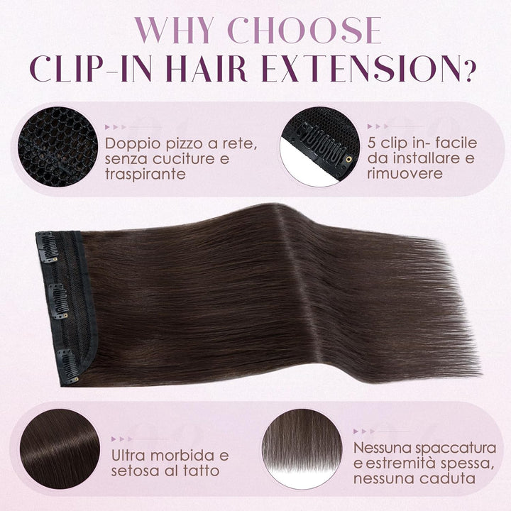UK-Fashion-Shop Extensions Echthaar Clip In Remy Echthaar Haarverlängerungen Glatt 1 Tressen 5 Clips