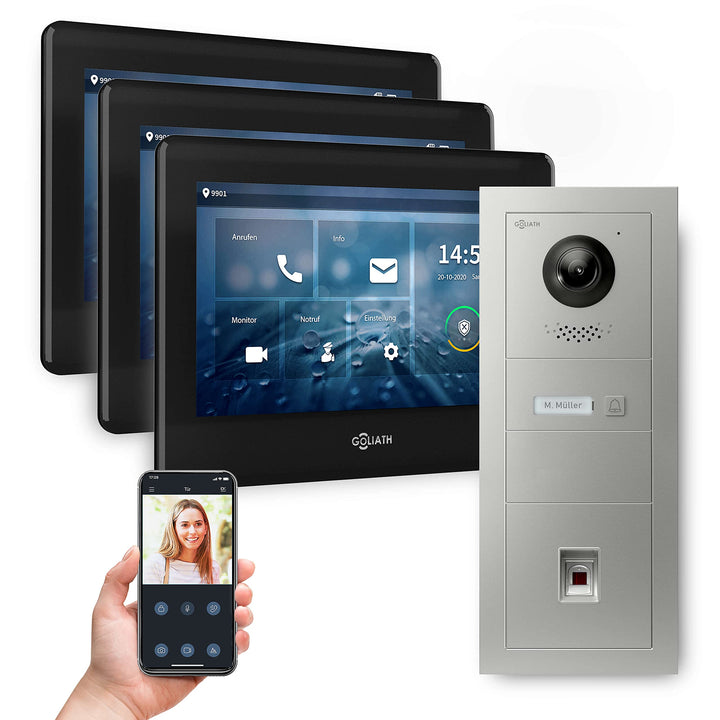 Goliath Hybrid | 2-Draht Bus | Full-HD Video Türsprechanlage | App | 1-Fam | 3 x Full-Touchscreen 7"