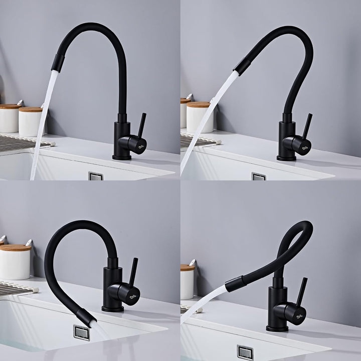 Wasserhahn Küche Schwarz, Flexibler Armatur Küche, Hochdruck Küchenamatur Schwarz 360° Drehbar, Misc