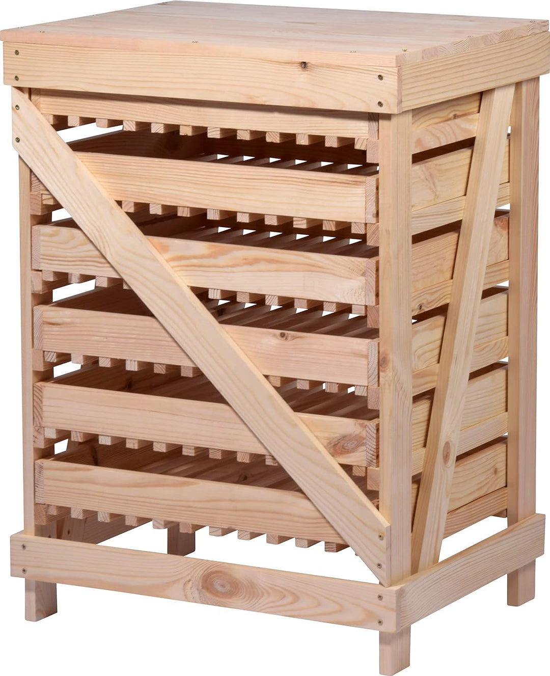 dobar® Green Label 29024FSCe Apfelstiege mit 6 Schubladen | Obsthorde aus Massivholz | Vorratsregal