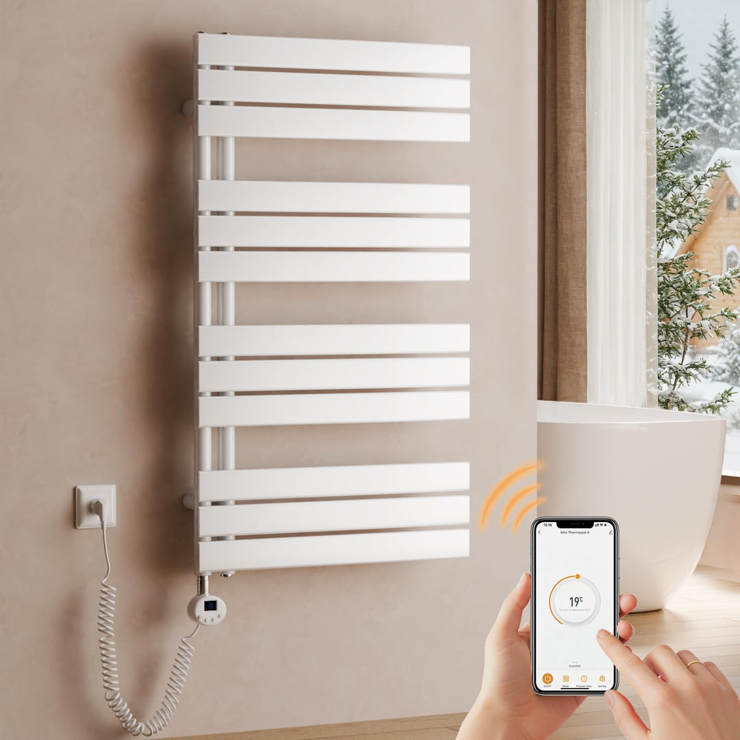 S'AFIELINA Handtuchheizkörper Elektrisch 1041×600mm, Badheizkörper Elektrisch mit Thermostat, WiFi,