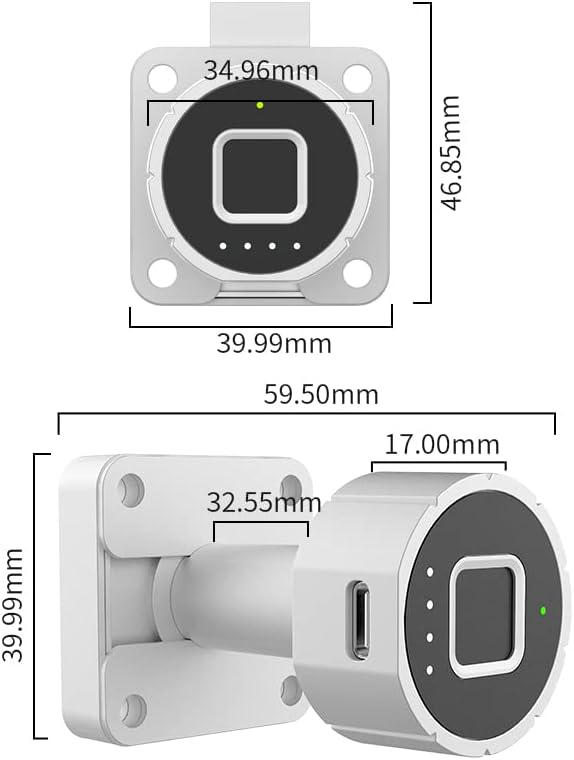 Fingerabdruck Schubladenschloss 32MM eLinksmart Schrankschloss Möbelschloss Zylinder-Möbelschloss Au