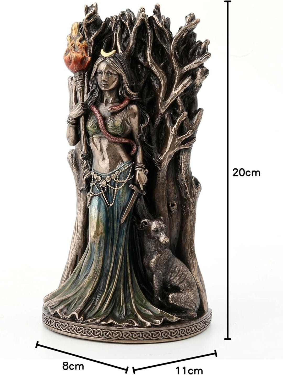ORIGEN Statue Griechische Göttin Heekat, dreifache Göttin des Mondes, H 20 cm