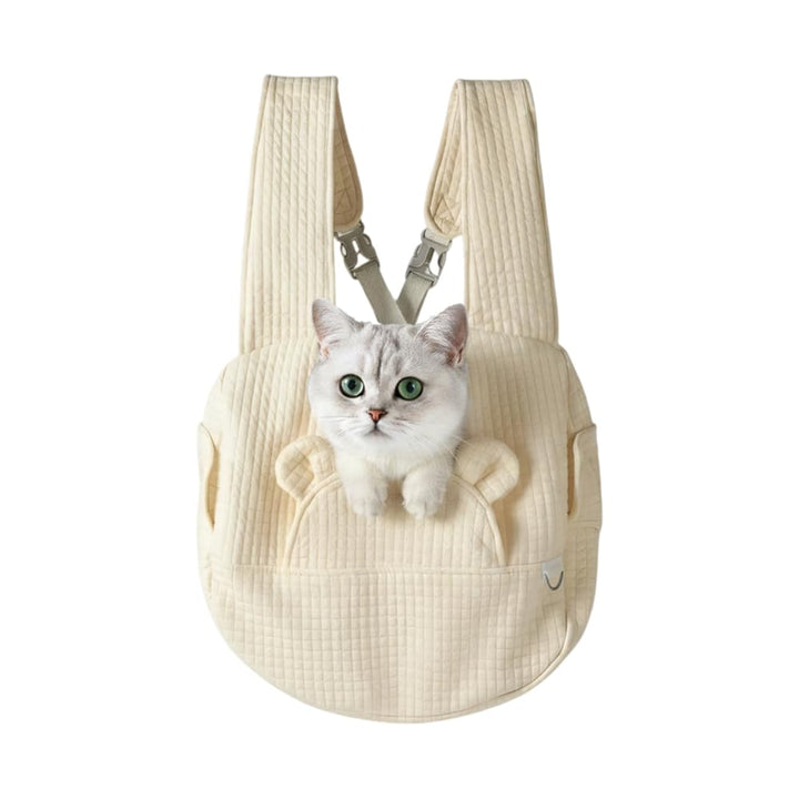 Hundetragetasche, Atmungsaktive Hund Reisen Tasche aus Gestepptem Stoff für Hunde und Katzen Beige,