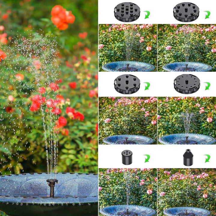 AISITIN Solarbrunnen für Draussen 3.0W, Solar Springbrunnen für Aussen Eingebaute 1200 mAh Akku Teic
