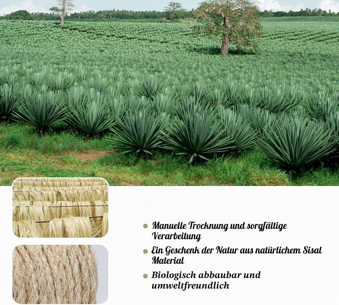 ilauke 60M Sisalseil für Kratzbaum 8mm, 100% Natur Sisal Seil mit Handschuhe, Weiss Hanfseil Sisal S