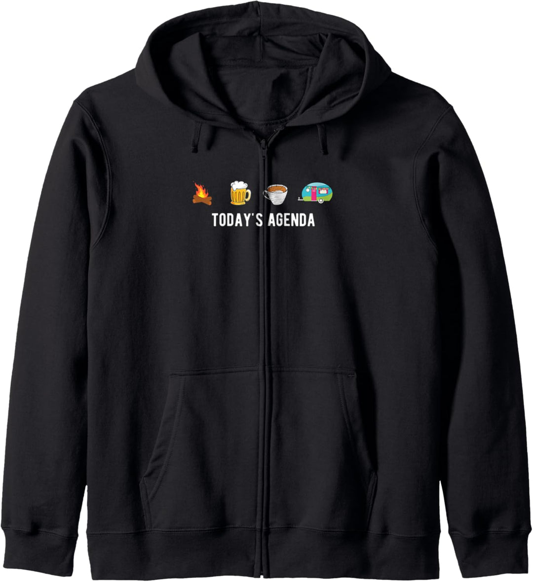 Heute Agenda Lagerfeuer Bier Kaffee Camper Camping Glamping Kapuzenjacke