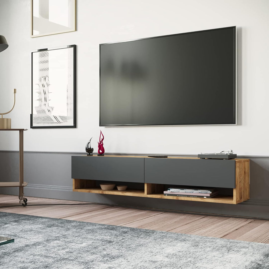[en.casa] TV Board Laitila TV Schrank mit 2 Ablagen 2 Schranktüren Lowboard Fernsehtisch 140 x 31,5
