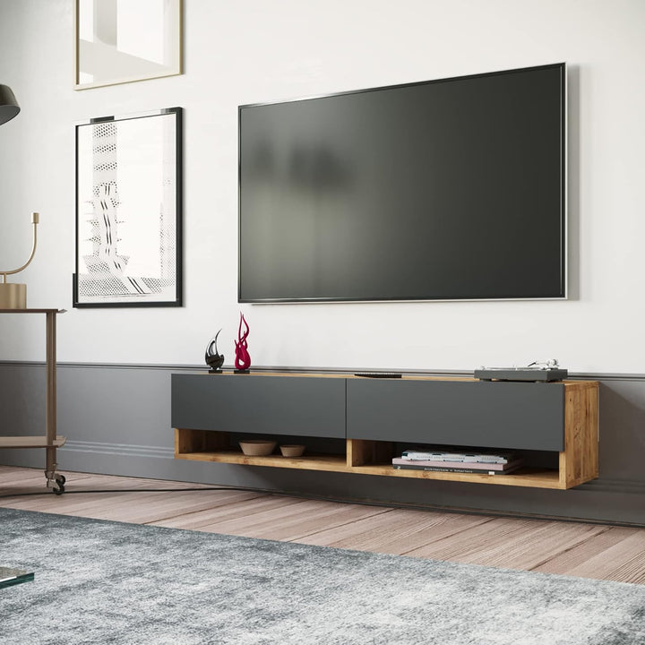 [en.casa] TV Board Laitila TV Schrank mit 2 Ablagen 2 Schranktüren Lowboard Fernsehtisch 140 x 31,5