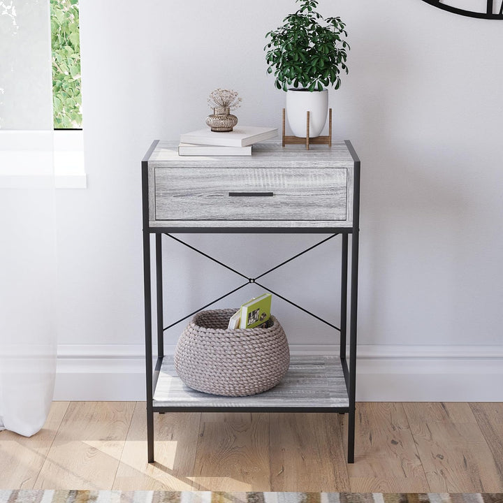 Vida Designs Brooklyn Konsolentische, Holz, Grau, 1 Drawer Grau 1 Drawer, Grau 1 Drawer