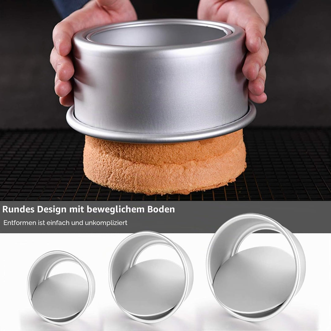 Gesentur Kuchenform Rund, Backformen Set aus Eloxiertem Aluminium Antihaftbeschichtung, mit Abnehmba
