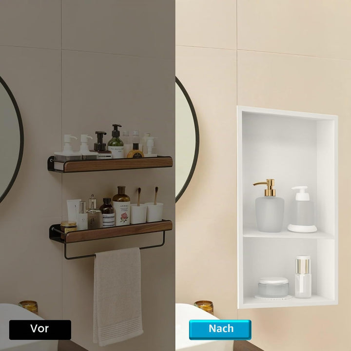 Wandnische Dusche Edelstahl,Wandnische Lagerung mit einem Regal（40/20cm）,Duschnische 30 * 60 * 10CM,