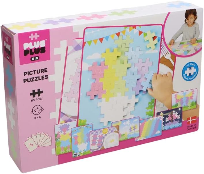 Geniales Konstruktionsspielzeug, Big Picture Puzzle Pastel, Vorlagen-Puzzle, Bausteine-Set, 60 Teile