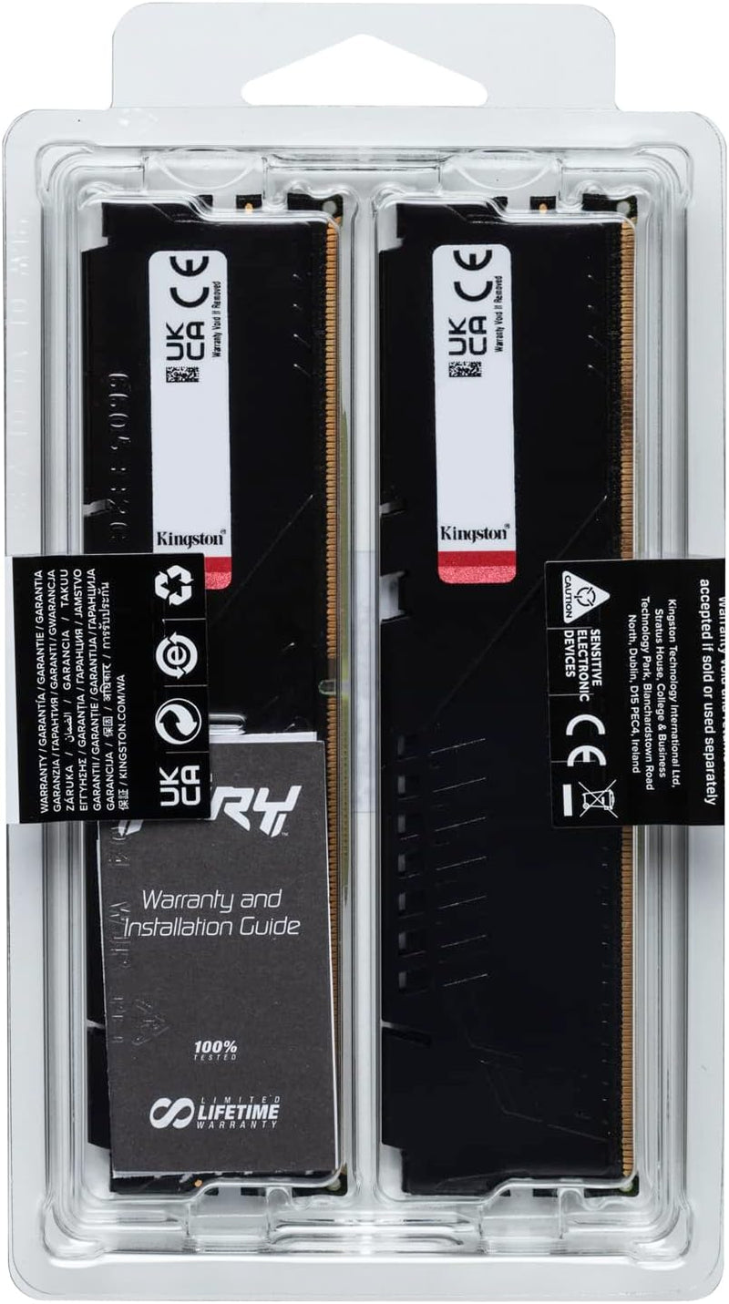 Kingston FURY Beast DDR5 16GB (2x8GB) 5200MT/s DDR5 CL40 DIMM Desktop Gaming Speicher Kit mit 2 - KF