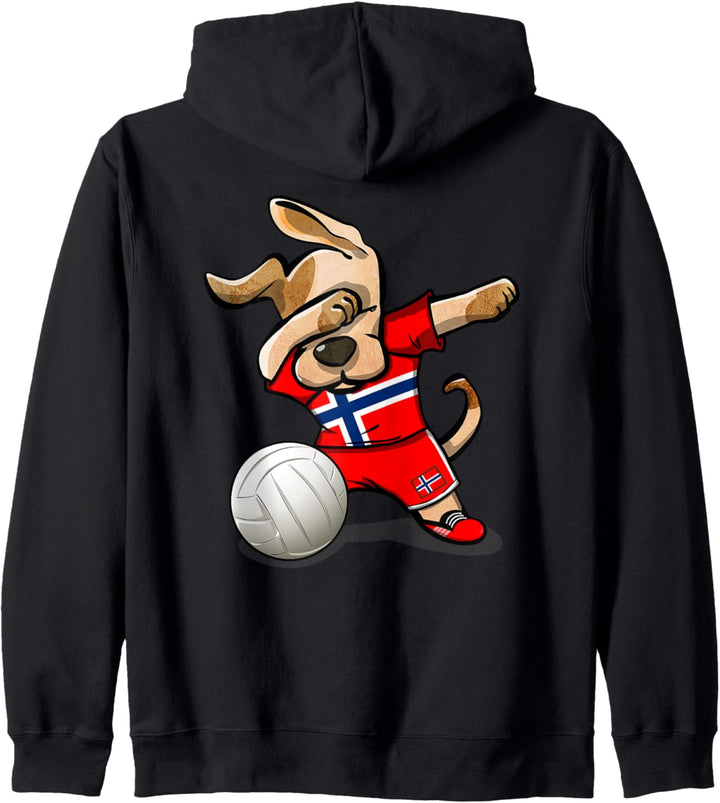 Tupfender Hund Norwegen Volleyball Norwegische Flagge Sport Kapuzenjacke