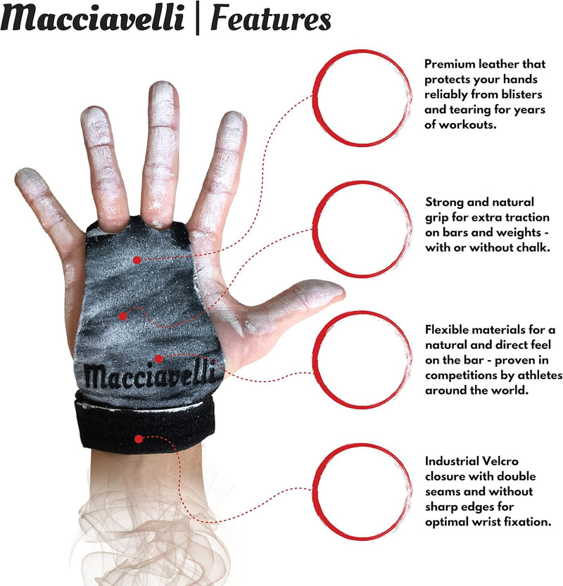 MACCIAVELLI Pull Up Grips, Hand Grips für Calisthenics, Cross Training, Gymnastik, Turnen - Alternat