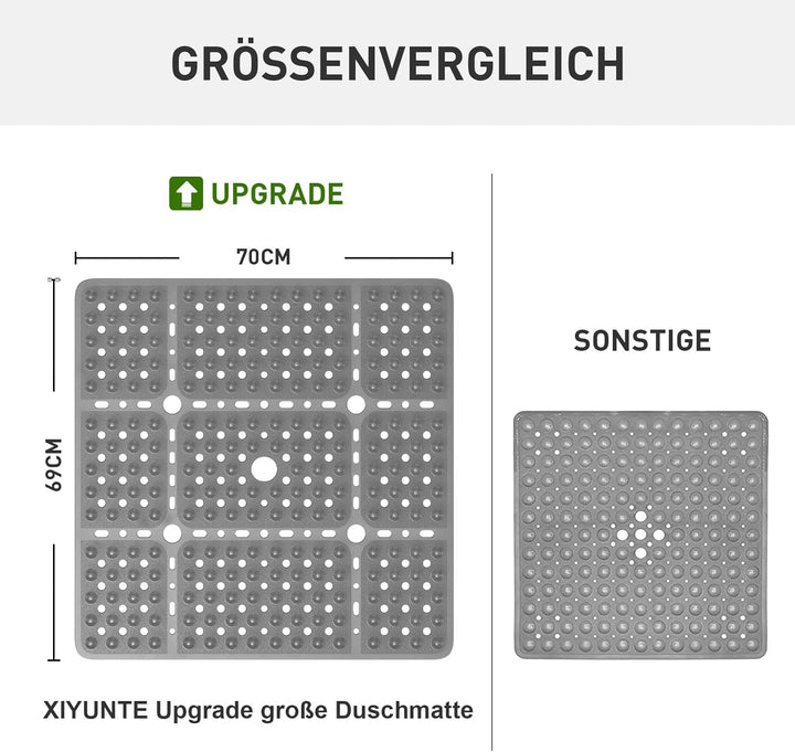 XIYUNTE Gross Duschmatte rutschfest Anti Schimmel - 70x70cm XL Quadratische rutschfeste Duschmatten