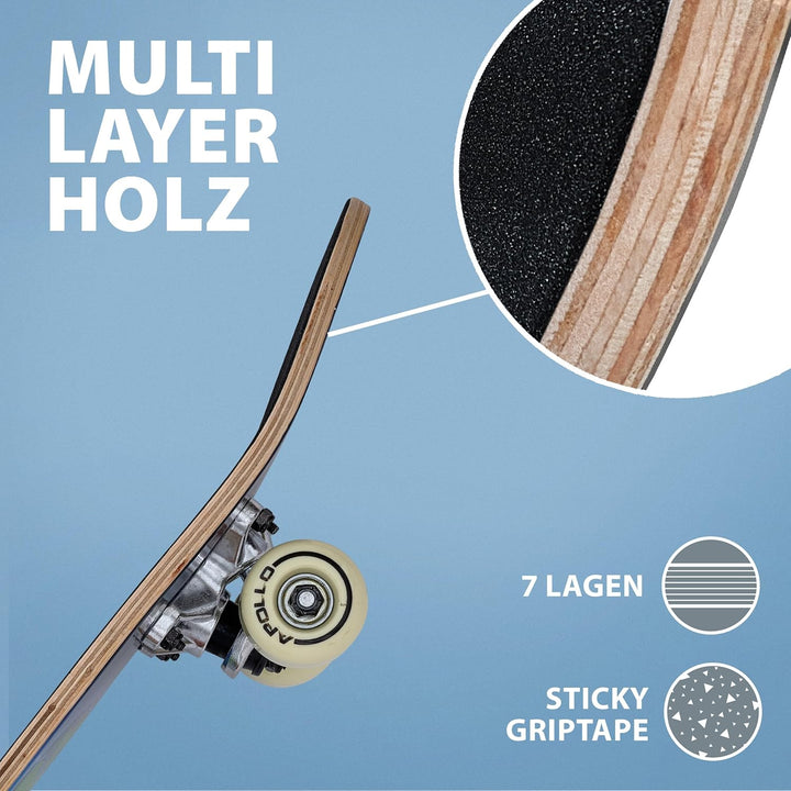 Apollo Kinder Skateboard, | kleines Komplett Board mit ABEC 3 Kugellagern und Aluminium Achsen | Coo