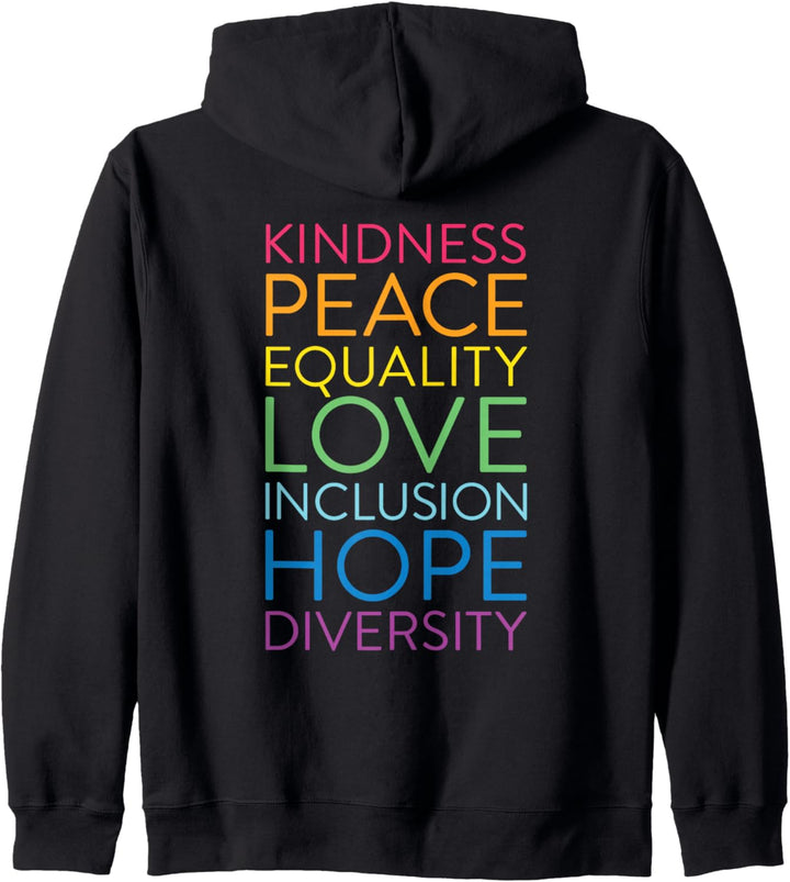 Peace Love Inclusion Gleichheit Diversity Menschenrechte Kapuzenjacke