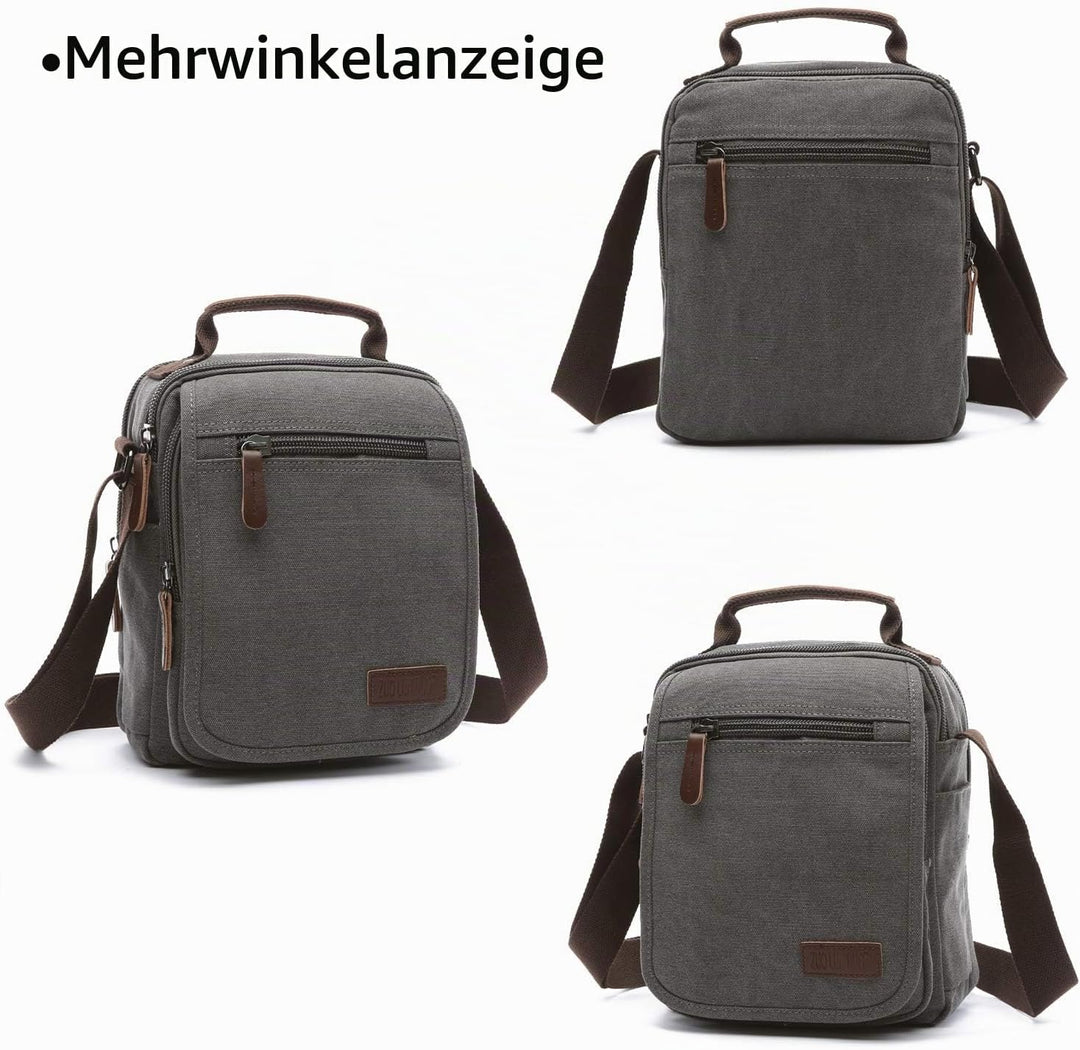 FANDARE Leinwand Umhängetasche Schultertasche Kuriertasche Canvas Messenger Bag für Herren Damen Kle
