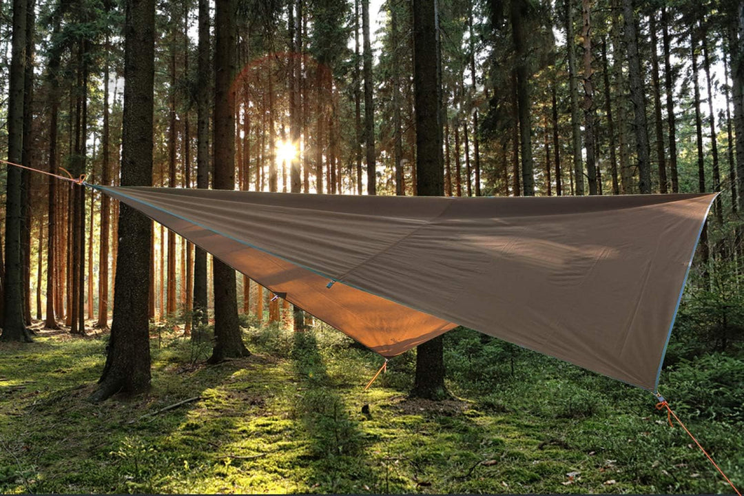 Unigear Tarp 3x3 3x4 3x5 4x4 wasserdicht, Zeltplane für Hängematte mit Ösen + 6/8 Erdnägel + 6/8 Sei