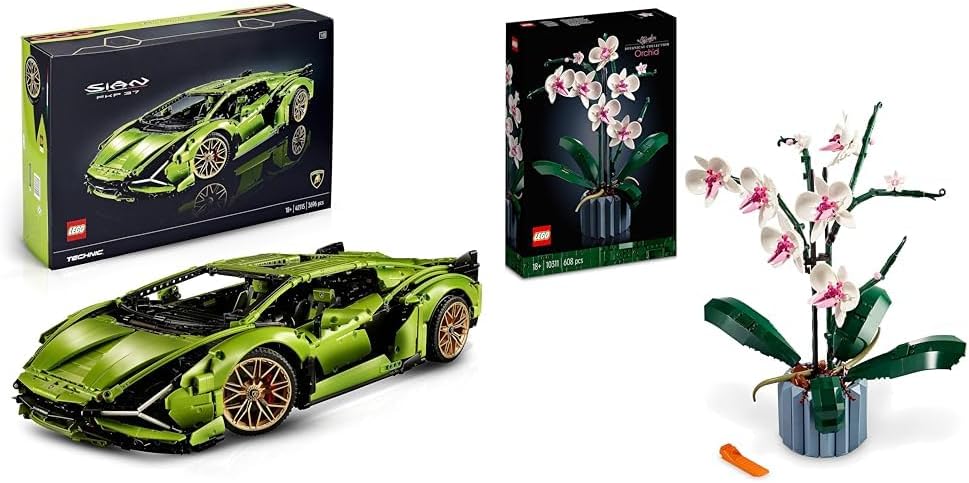 LEGO 42115 Technic Lamborghini Sián FKP 37 Rennauto & 10311 Icons Orchidee Bundle mit Orchidee Set,