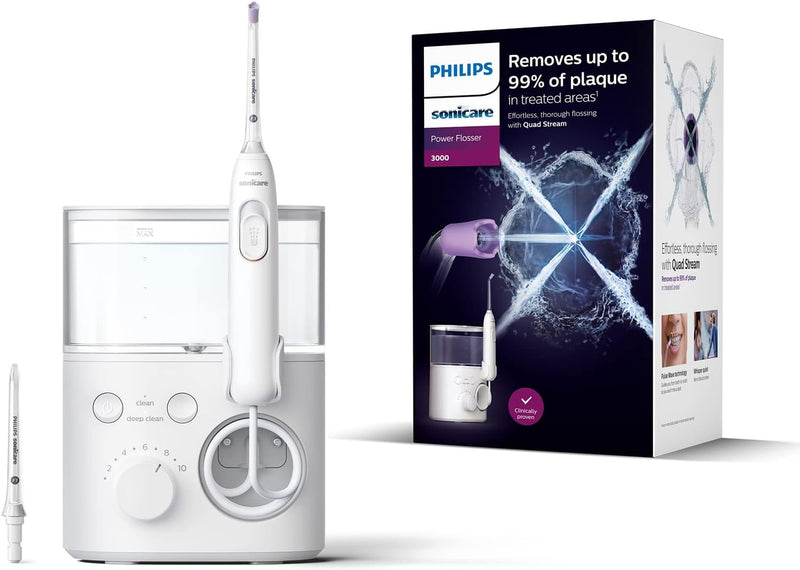 Philips Sonicare Power Flosser 3000, Munddusche mit Quad Stream Technologie, weiss (Modell HX3711/20