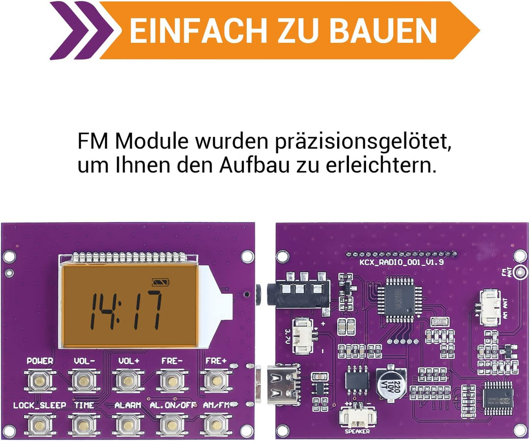 DONGKER Drahtloser FM-Radio Bausatz mit Uhr und Memory Funktion - Perfekt für Lötprojekte, DIY Elekt
