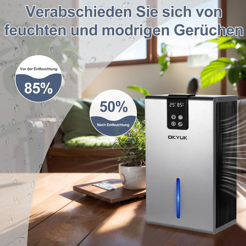 Luftentfeuchter Elektrisch 2700ml, Luftentfeuchter für Zuhause mit automatischer Abschaltung, 7-Farb