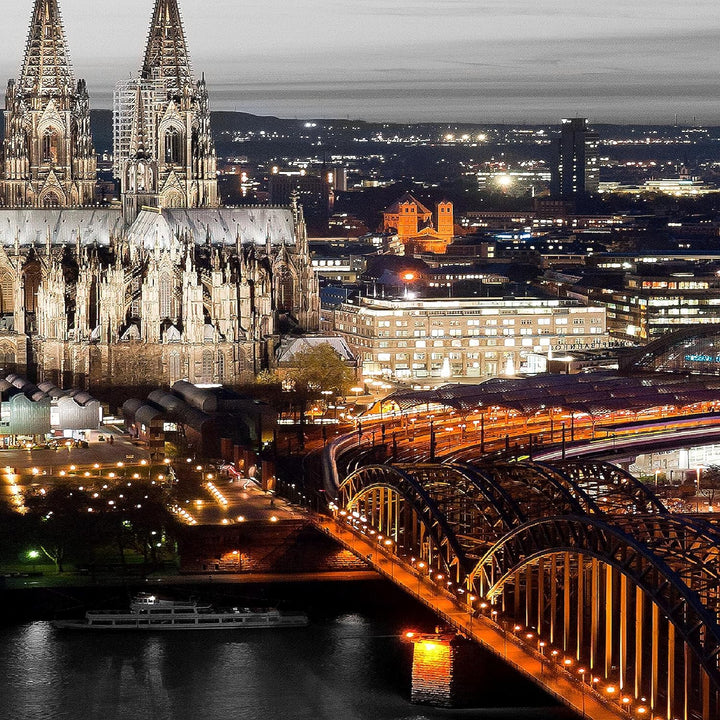 Runa Art Bild Modern Köln - Made in Germany - Wandbilder Kölner Dom Grau 4 Teilig 601542c 100 x 50 c