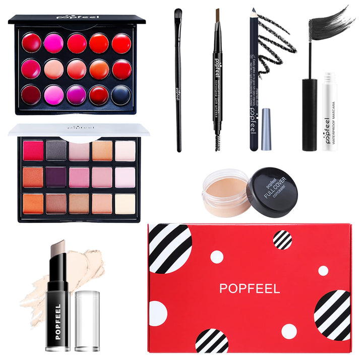 8St Schminkkasten Make-Up Set, Professionelles Reisen Schmink Set mit Lidschatten Lippengloss Mascar