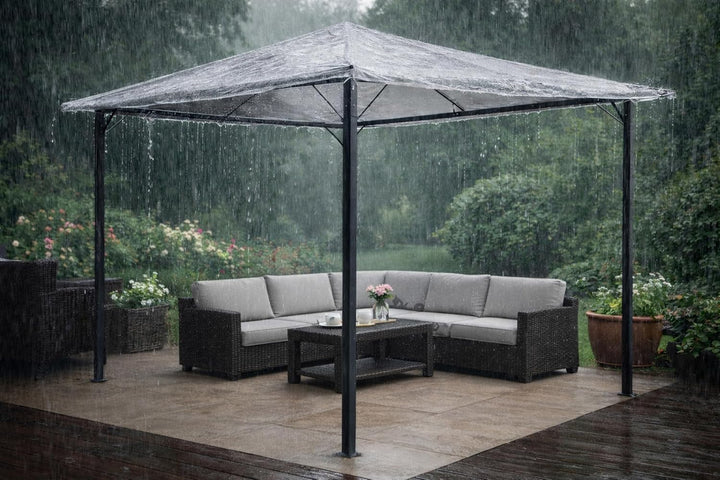 QUICK STAR Pavillon Schutzhaube 3x3m Nizza Wasserdicht Transparent 3 x 3 m ohne Volant, 3 x 3 m ohne