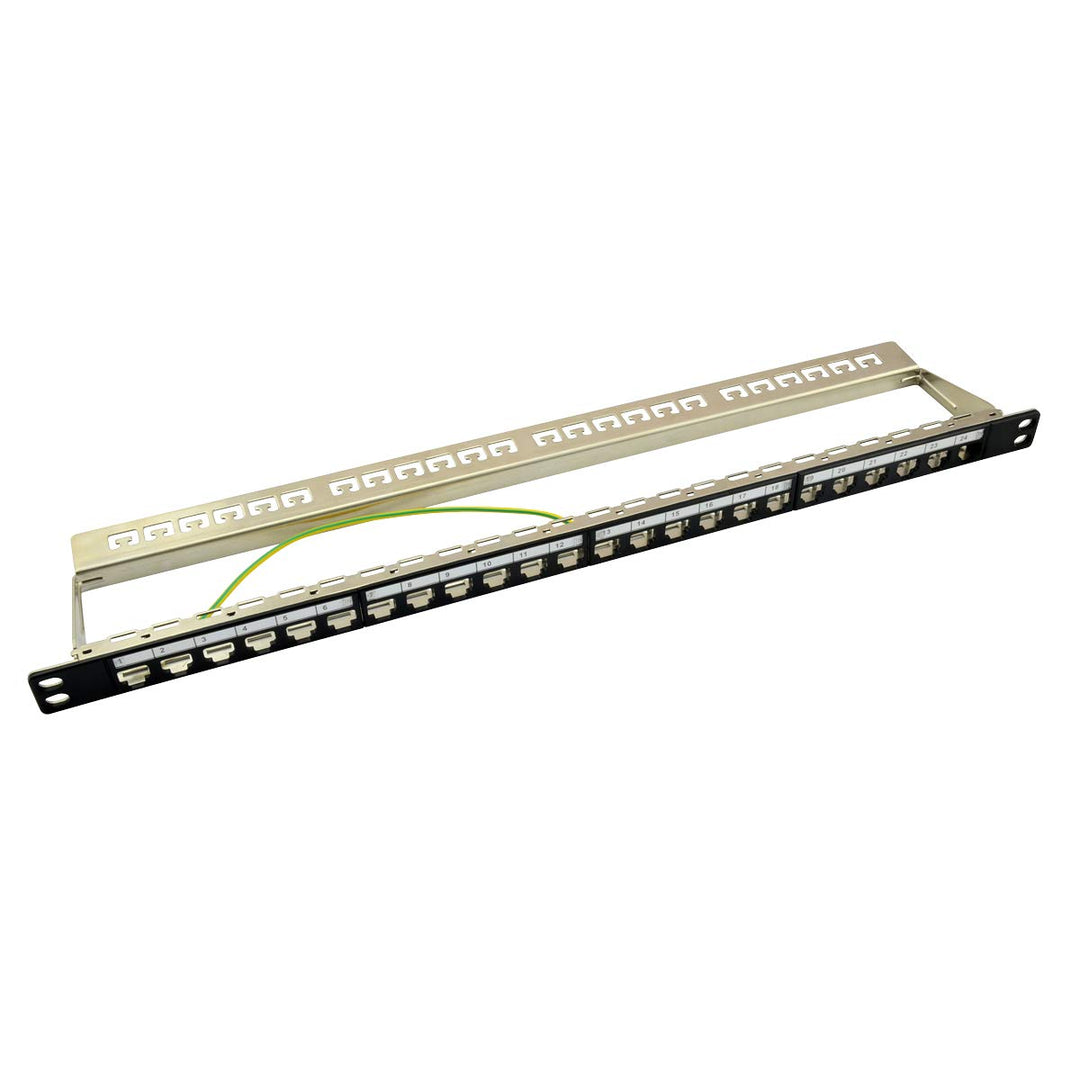 LogiLink NK4040 Keystone Patchpanel/Verteilerfeld für 24 Buchsen, geschirmt, 0.5 HE (Höheneinheit) s