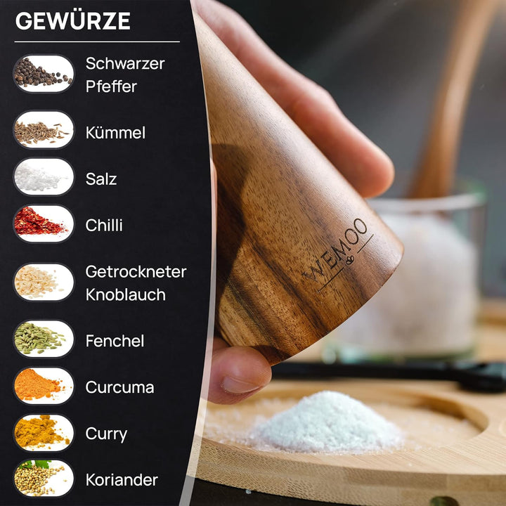 Salz und Pfeffermühle aus Holz sehr Gross (25,5 cm) | Gewürzmühlen mit robustem Keramikmahlwerk | Ex