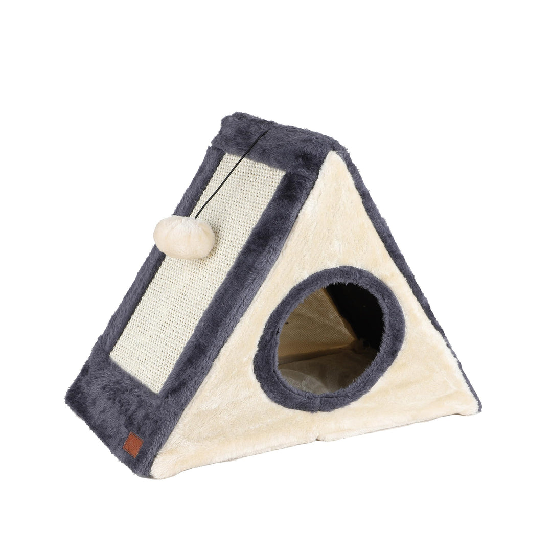 Spetebo Katzenhaus mit Kratzbrettern aus Sisal - 42 x 35 cm - Katzenhöhle mit Spielball - Katzenhütt