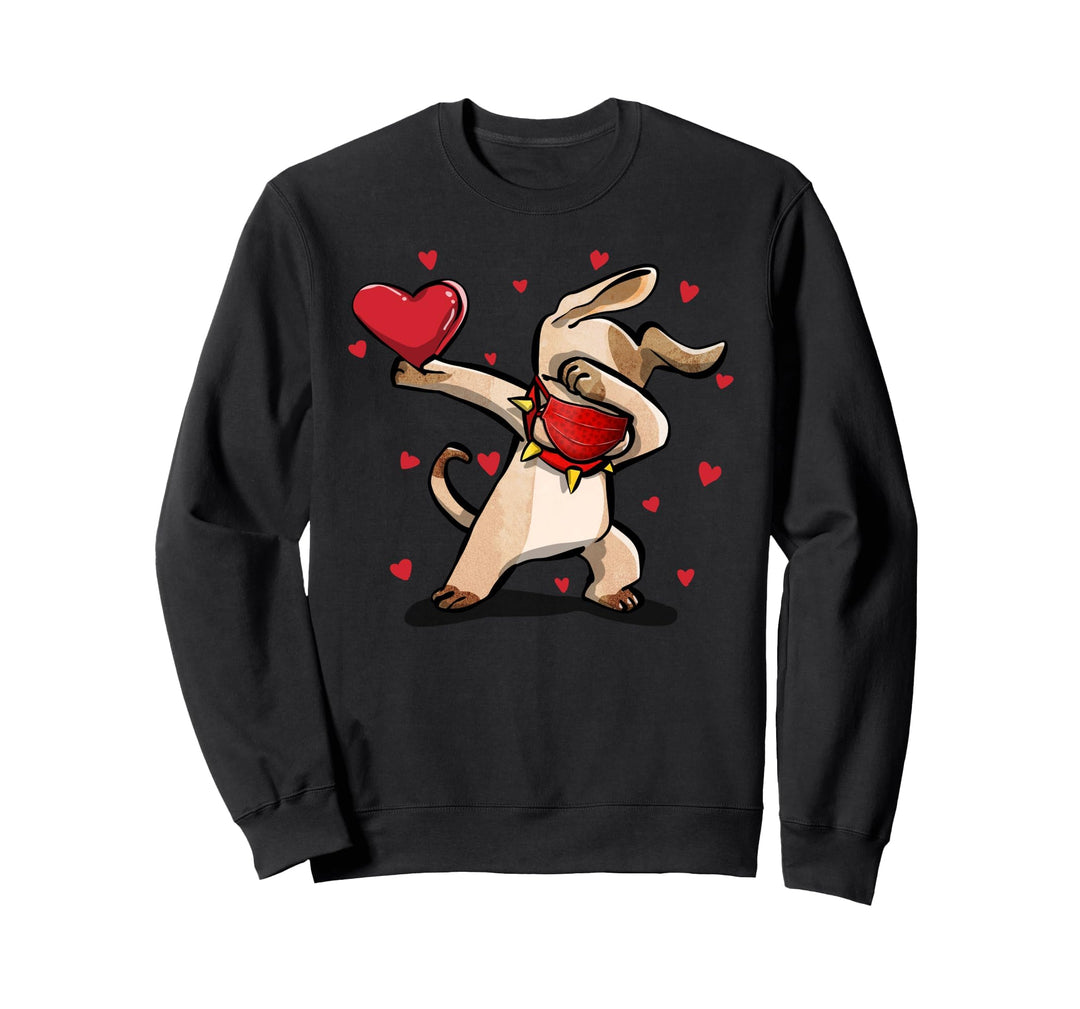 Dabbing Dog With Face Mask Heart Valentins Kostüm Geschenke Sweatshirt