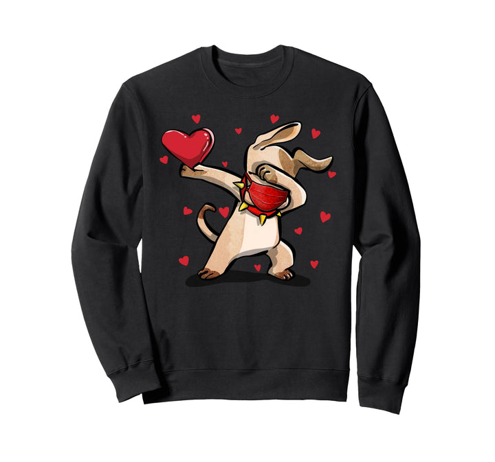 Dabbing Dog With Face Mask Heart Valentins Kostüm Geschenke Sweatshirt