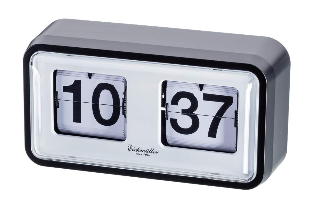 Eichmüller since 1950 Retro Flip Uhr mit Gehäuse - schwarz weiss