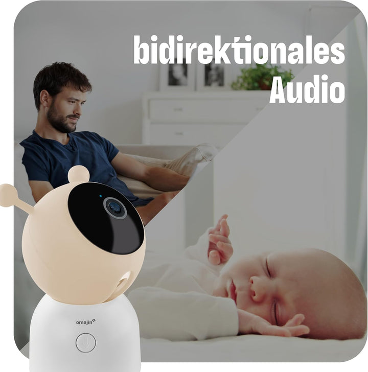 OMAJIN by Netatmo, Smarte Babyphone-Kamera, 2K HD, Nachtsicht, Info bei Weinen, bidirektionales Audi