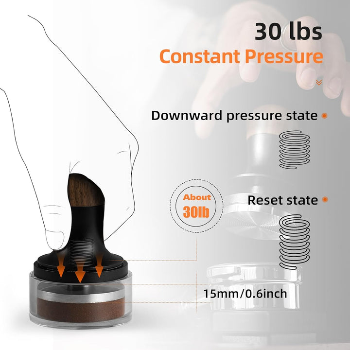MHW-3BOMBER Kaffee Tamper 54 mm 2.0, Konstanter Druck Tamper mit Sound Feedback, Eingebaute 3 federb