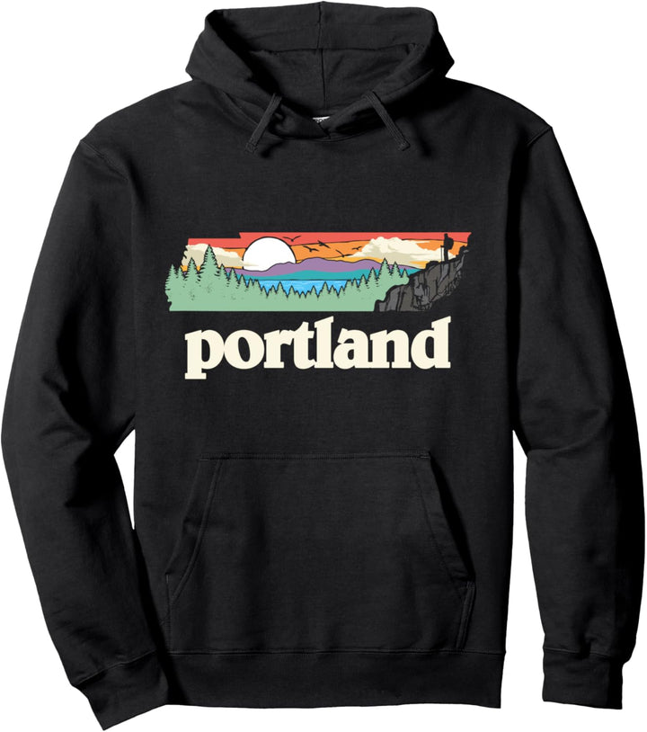 Portland Tennessee Outdoors Retro Nature Graphic Pullover Hoodie