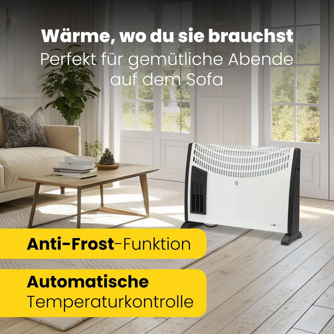 Clatronic® Konvektor Heizung | Mobile Heizung für Gartenhäuser, Garagen & Co. | Konvektor mit 3 Heiz