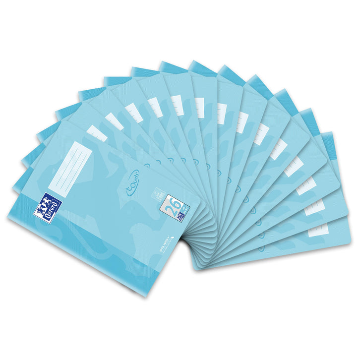 Oxford Schulheft A4 Touch, 16 Blatt, Lineatur 26, kariert, pastell blau, 15 Stück, Lineatur 26