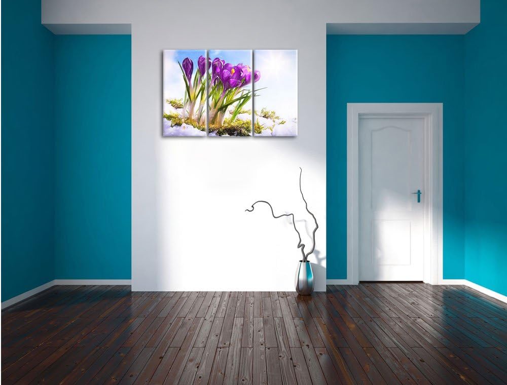 Pixxprint Kunst Frühling florwer Hintergrund / 3-Teilig/Gesamtmass 120cm Leinwandbild bespannt auf H