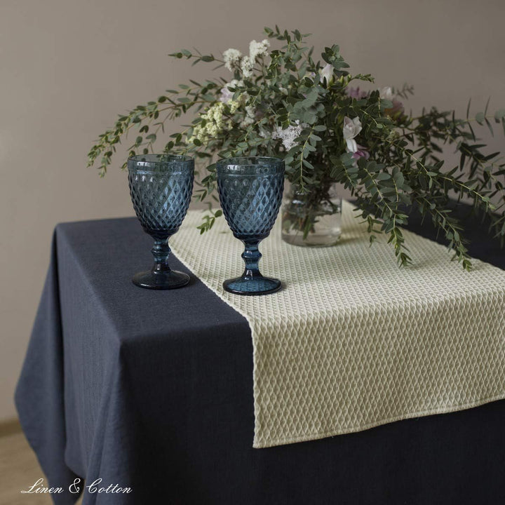 Linen &amp; Cotton Tischläufer Stoff Tischband Tischwäsche Maribella Einfach Genäht - 25% Leinen, 75% Ba