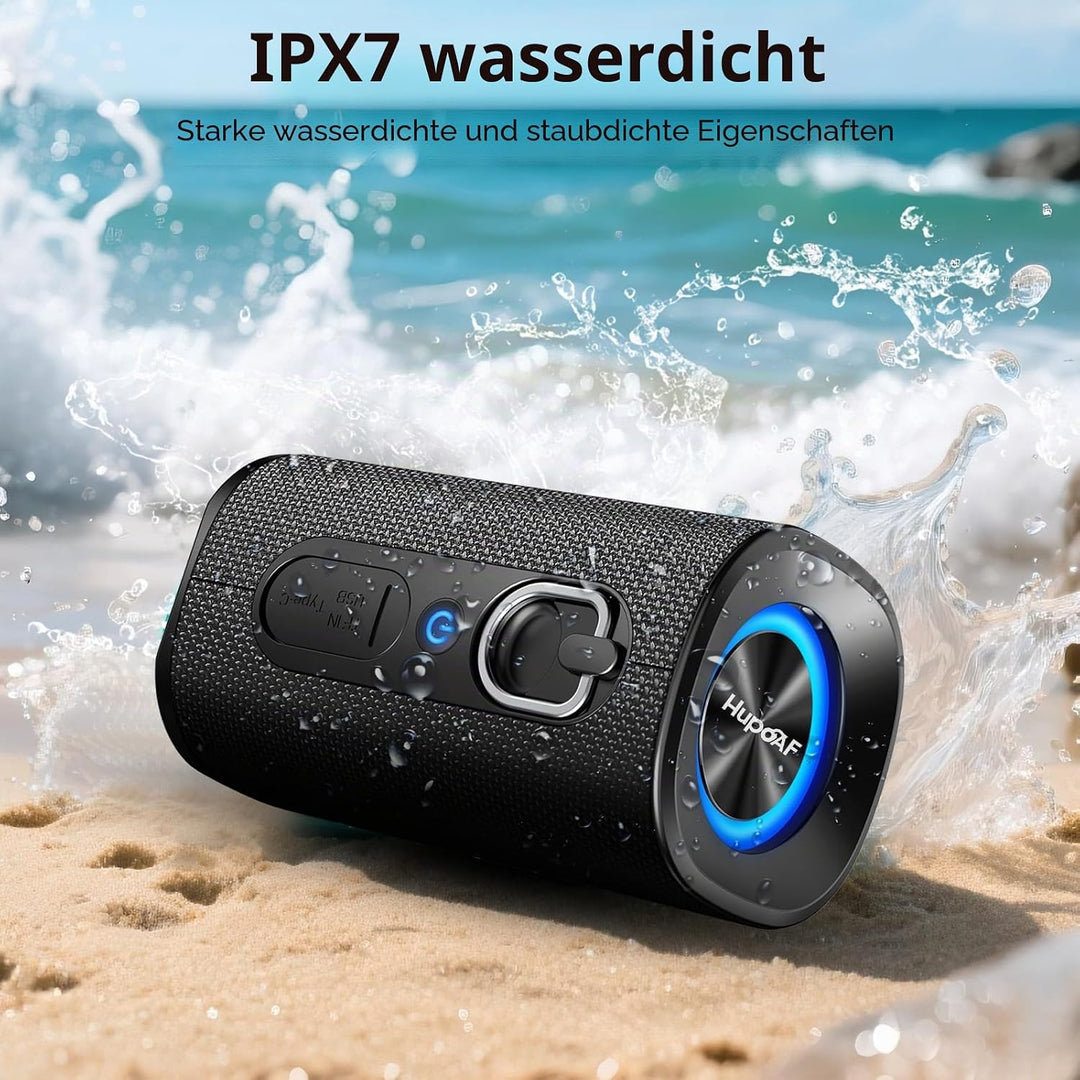 Bluetooth Lautsprecher mit Licht, Musikbox Bluetooth 5.4, 30W Max Dual Lautsprecher,30 Std Akku,Bass